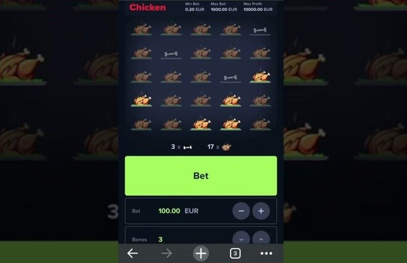 Le jeu Chicken sur les appareils mobiles.